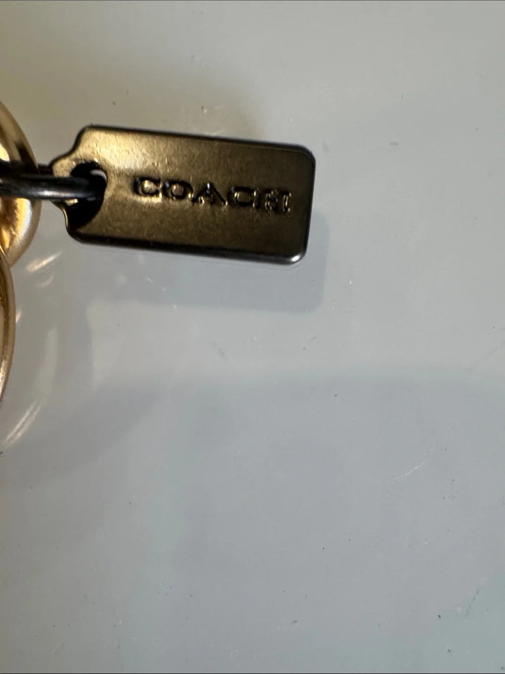 Coach Two-Tone Logo Letter Charm Keyring - Gold & Silver
